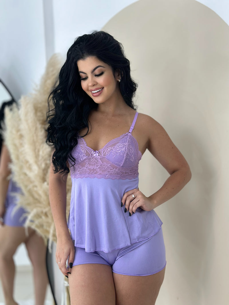 ShortDoll Lilás Renda Premium