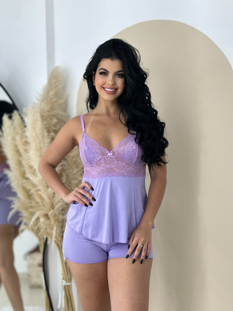ShortDoll Lilás Renda Premium