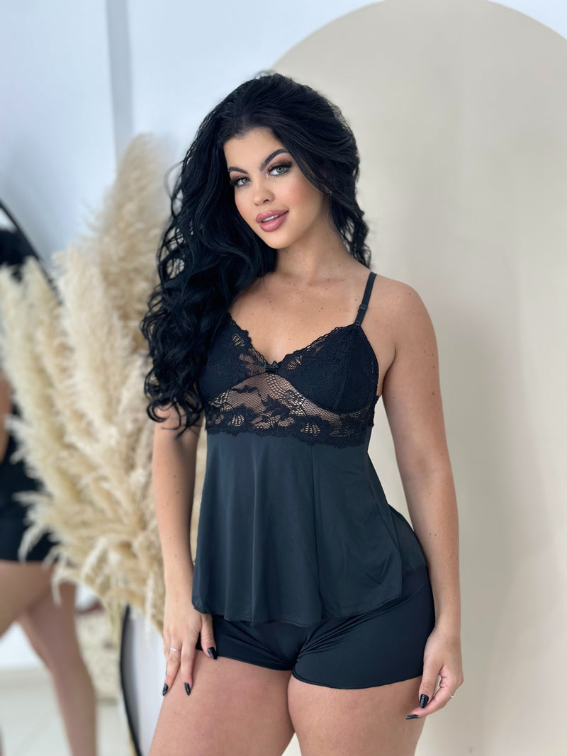 ShortDoll Preto Renda Premium